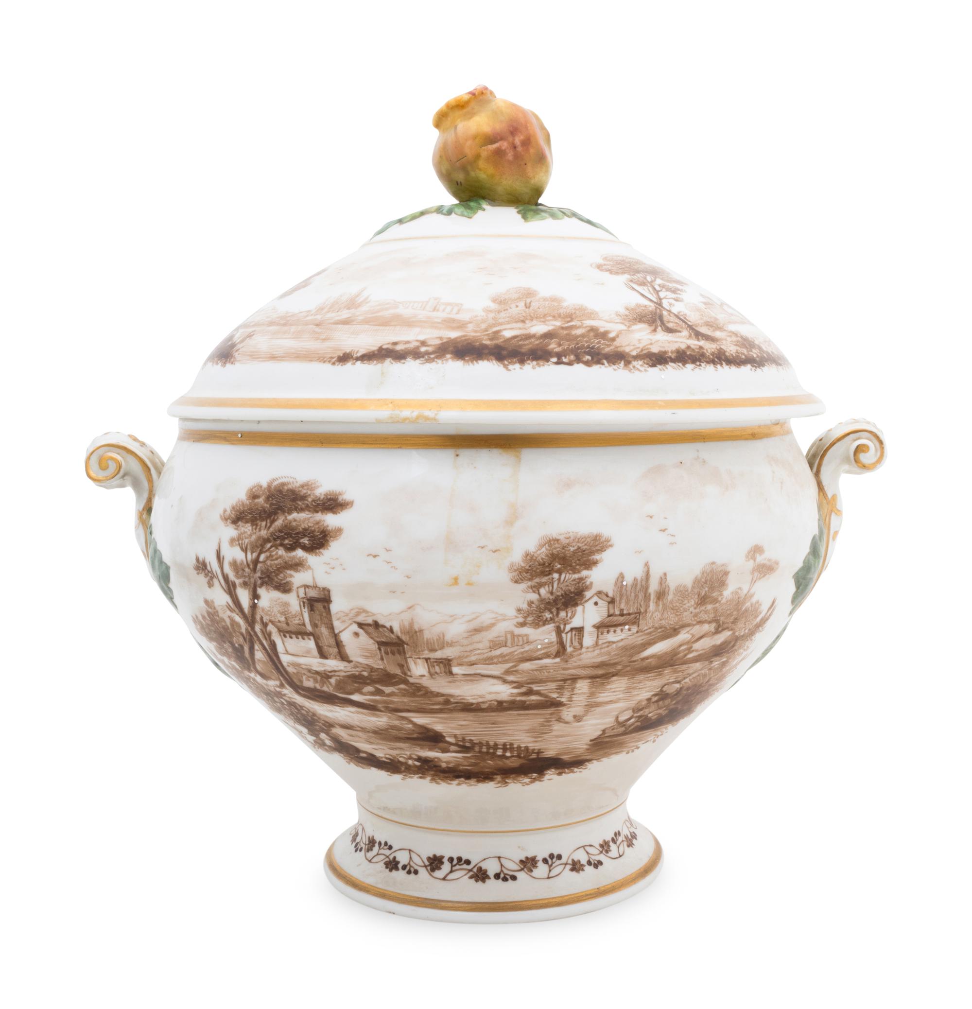 A Continental Porcelain Covered Soup Tureen