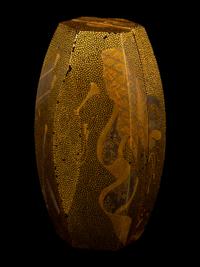 A Japanese Gold Lacquer Drum-Form Covered Box, Kobako