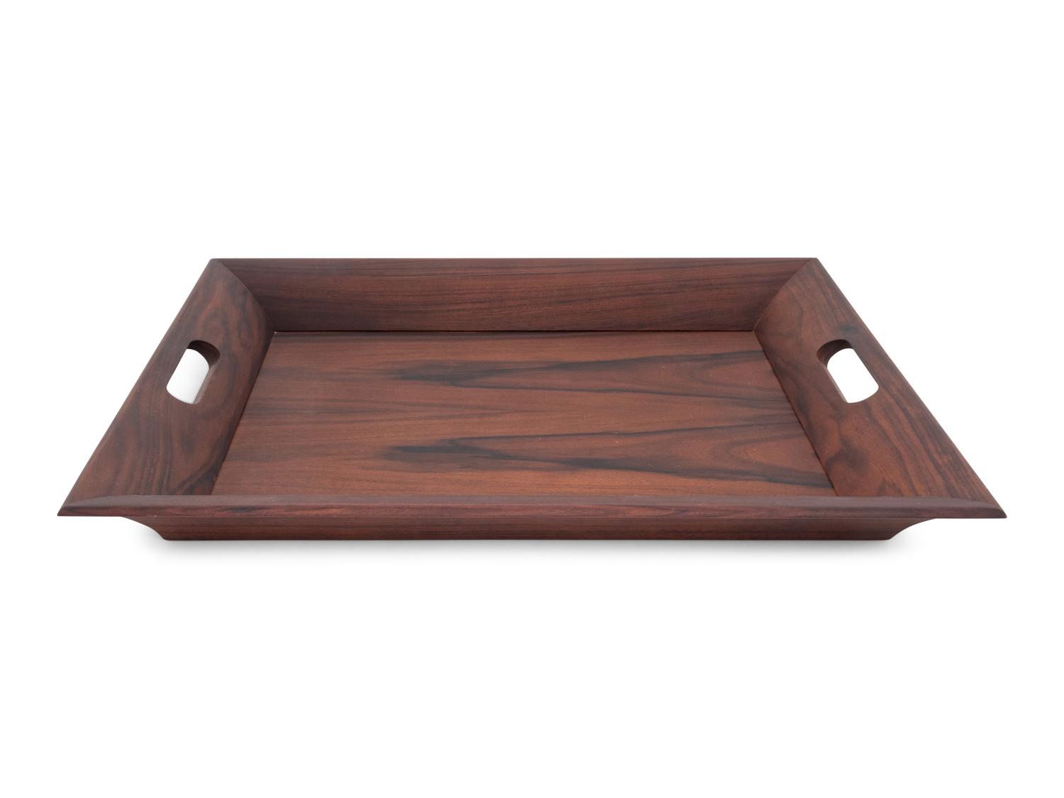 An Hermès Rosewood Tray with Two Smaller Associated Trays
