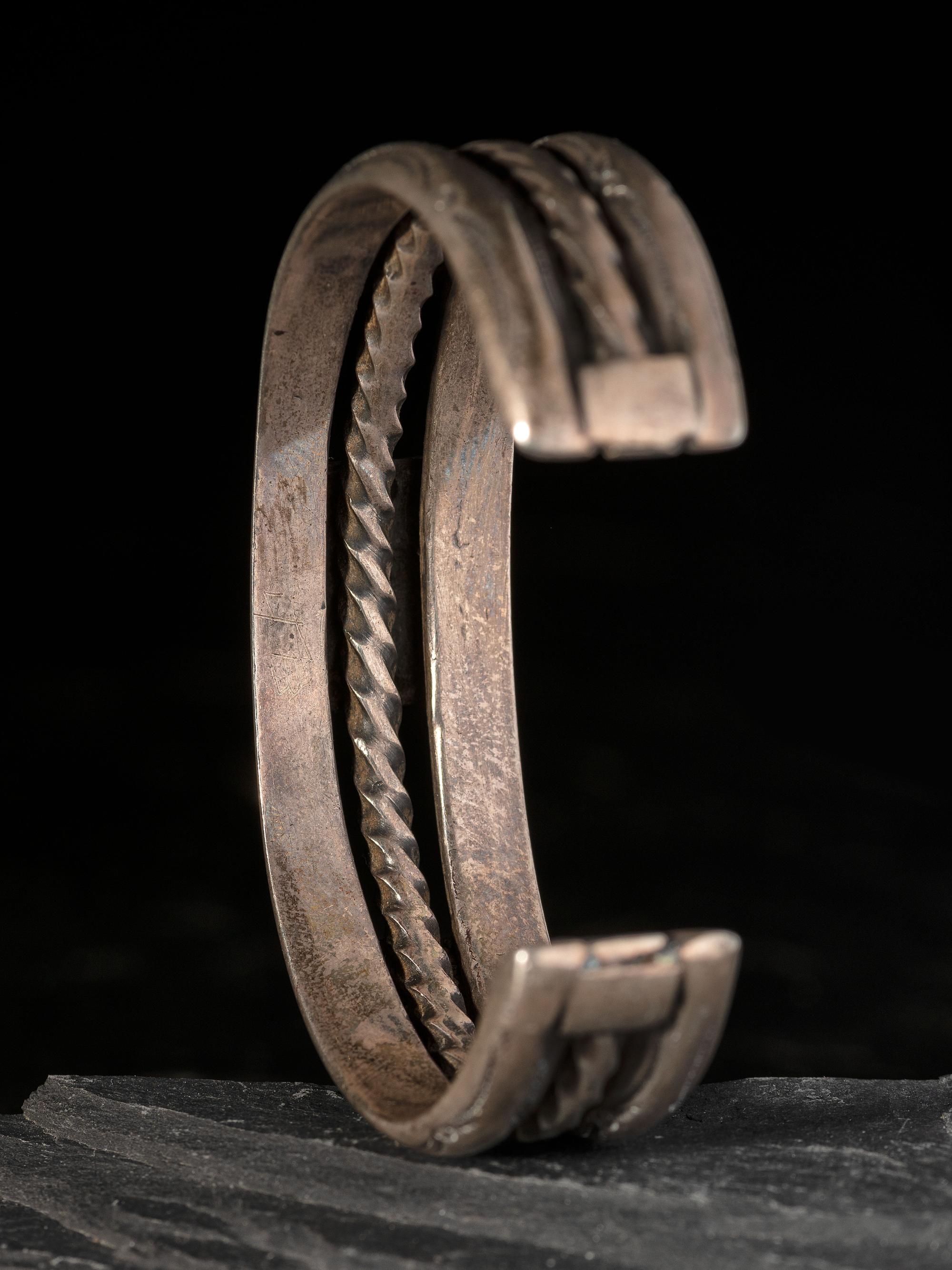 Navajo Ingot Silver and Turquoise Cuff Bracelet