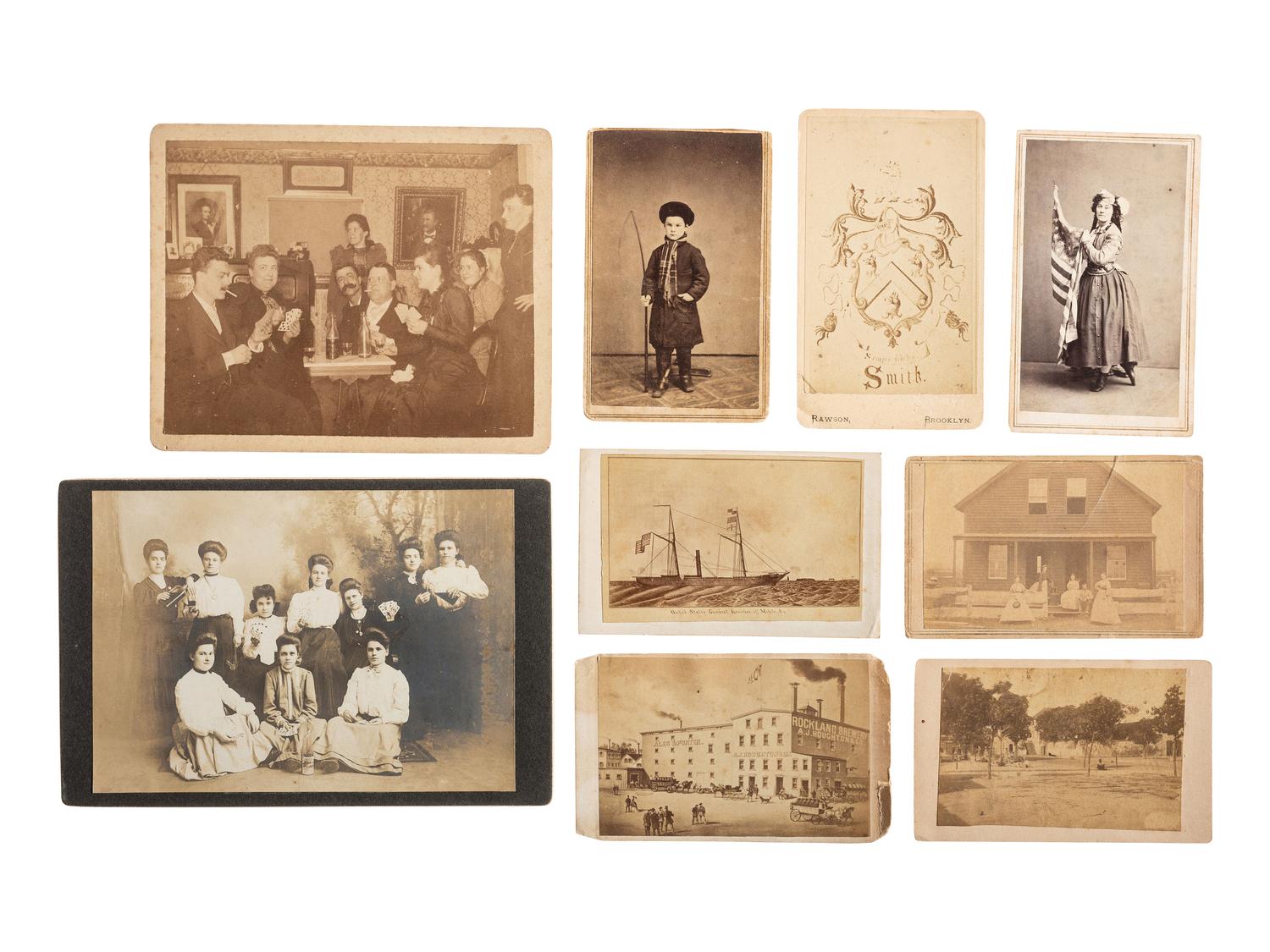 [EARLY PHOTOGRAPHY] Eclectic group of early photographs, including a set of early Indy racing cars, a set of images illustrating motion, and a set of photographs of Mexico.