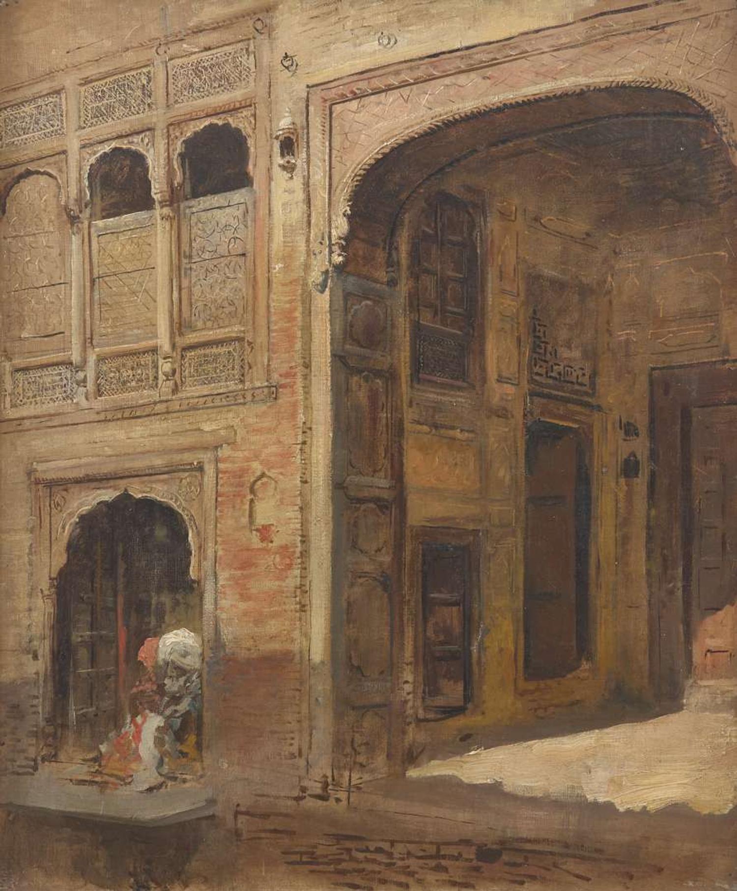 Edwin Lord Weeks (American, 1849-1903) - Street Scene, India