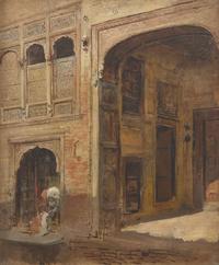 Edwin Lord Weeks (American, 1849-1903) - Street Scene, India