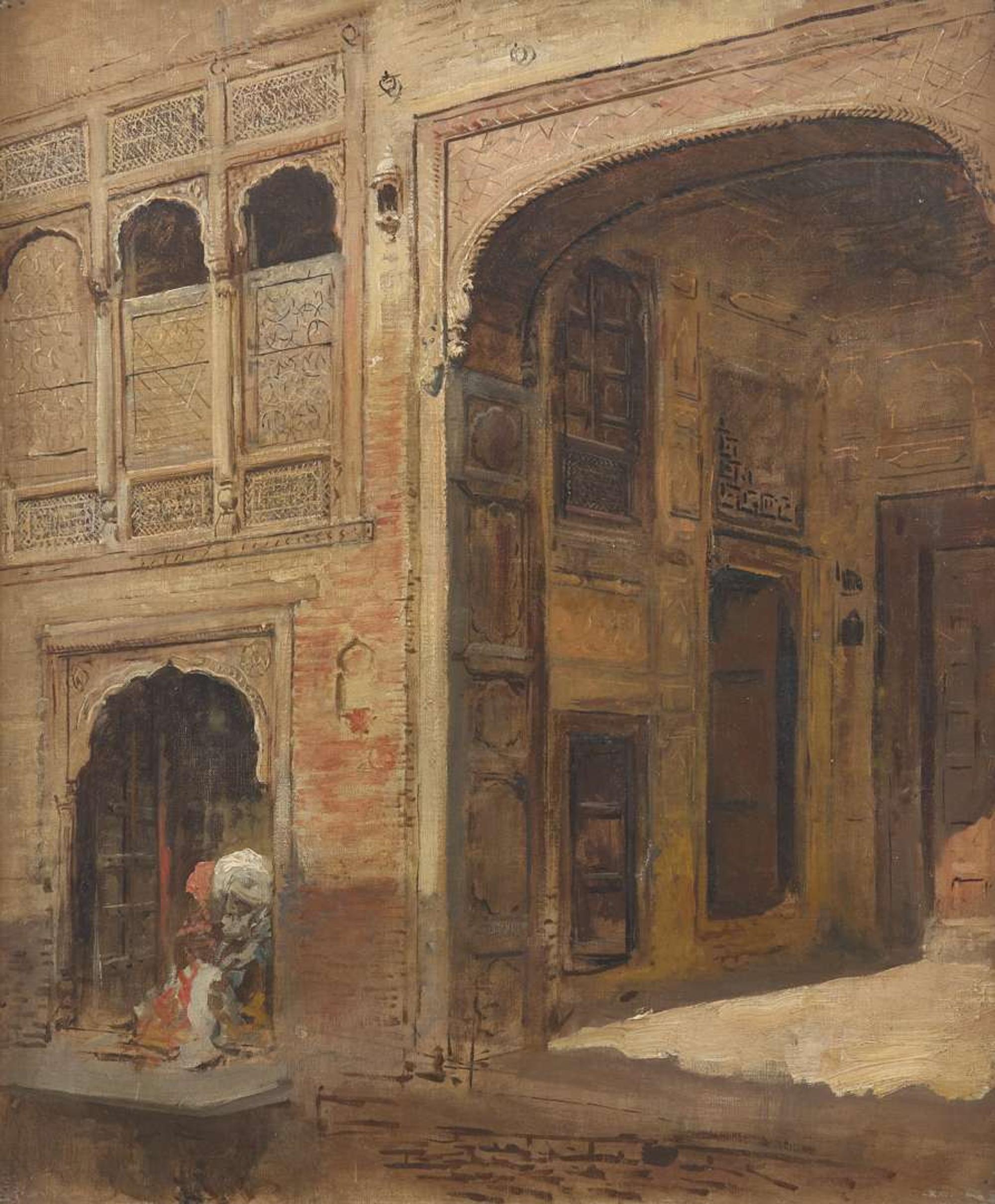 Edwin Lord Weeks (American, 1849-1903) - Street Scene, India