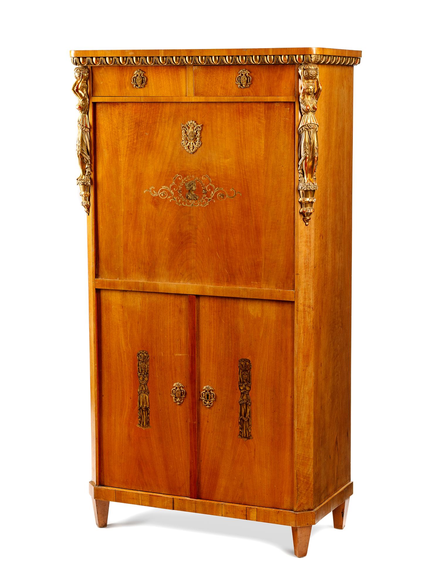An Austrian Neoclassical Parcel Gilt Secretary Bureau