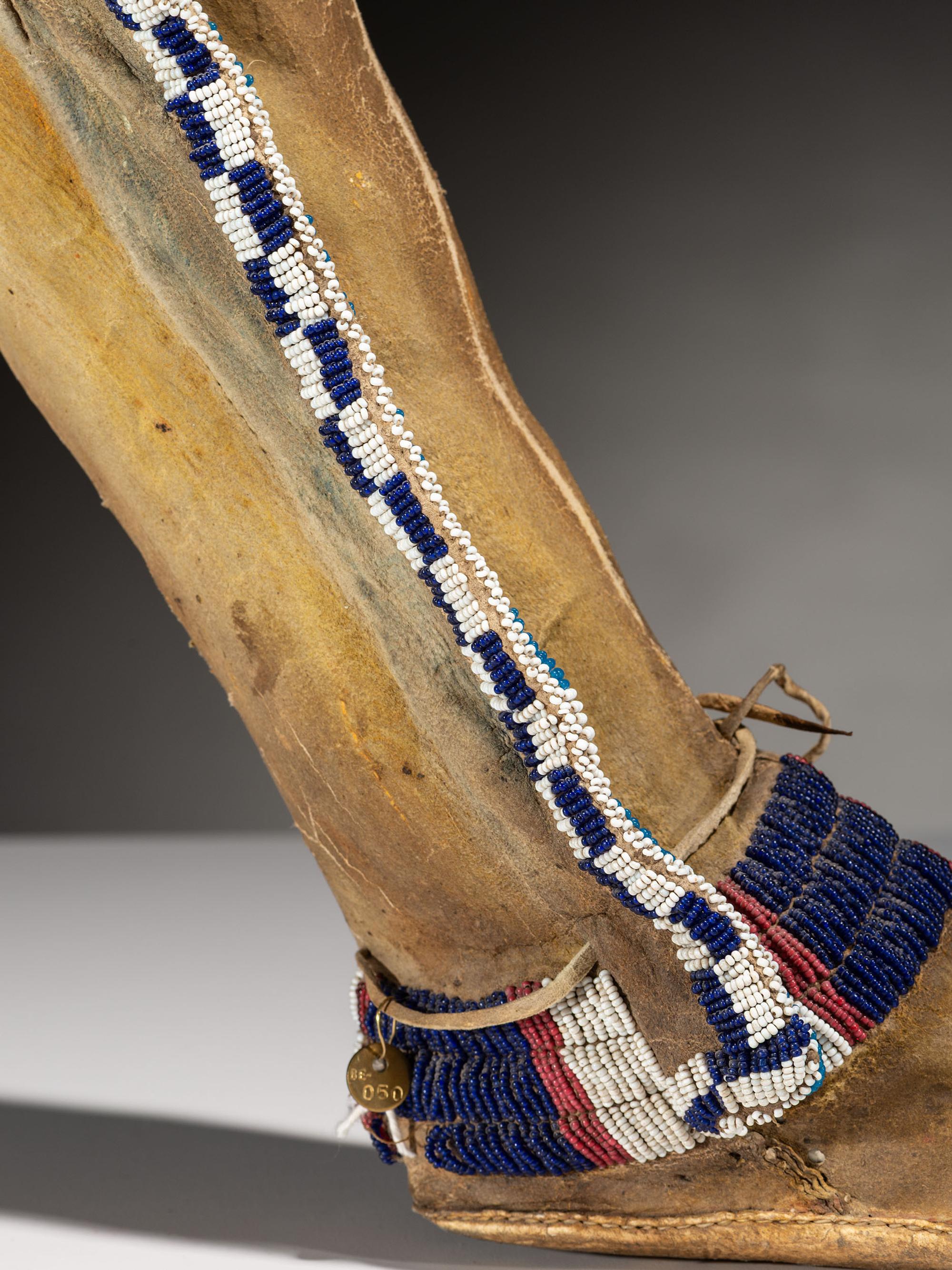 Apache Beaded Hide Leggings and Moccasins