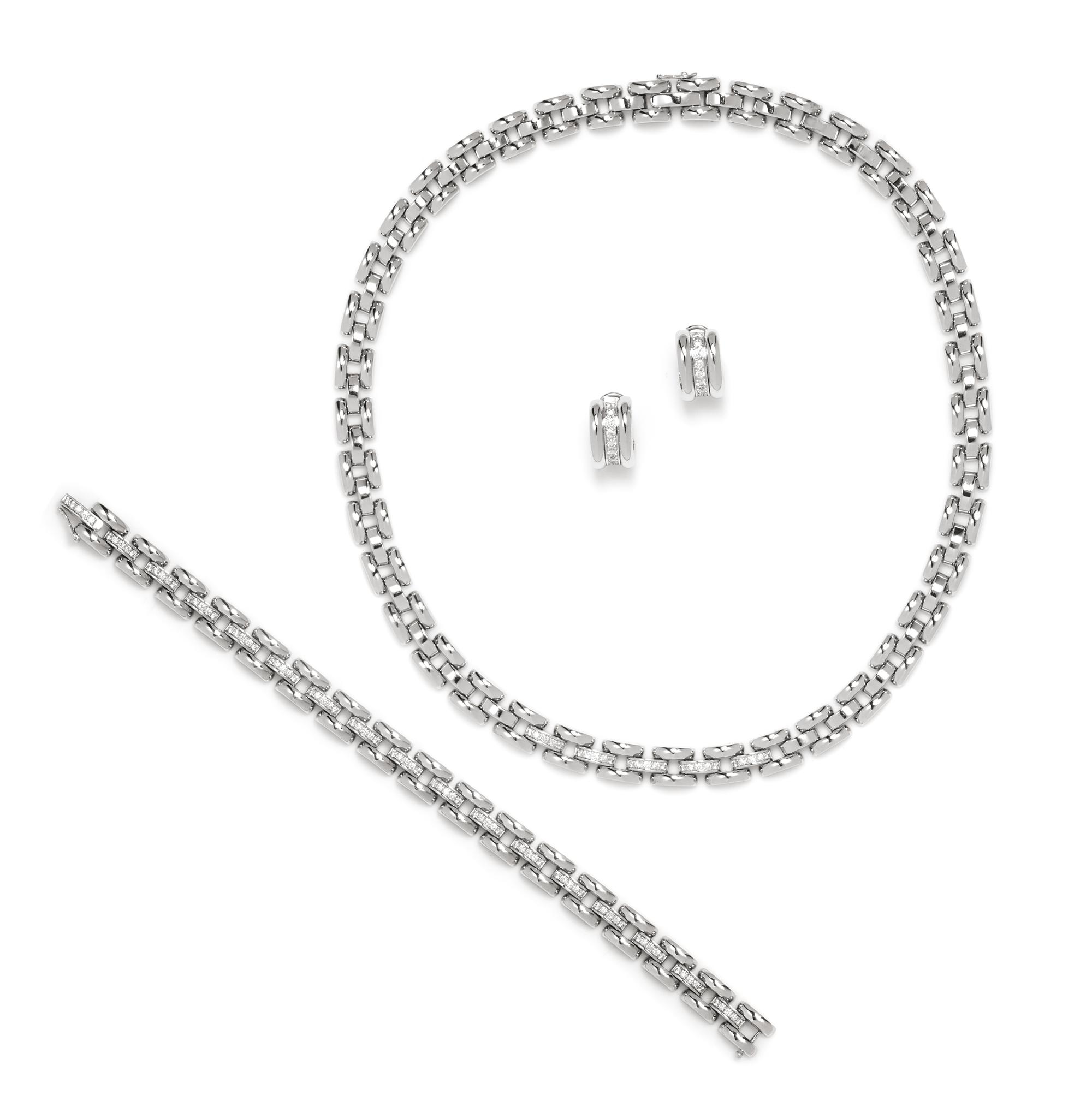 An 18 Karat White Gold and Diamond "LaStrada" Demi Parure, Chopard, 104.40 dwts.
