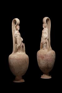 A Pair of Canosan Painted Pottery Oinochoai