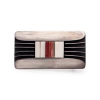 Silver, Coral, and Shell Belt Buckle, Accented with Gold