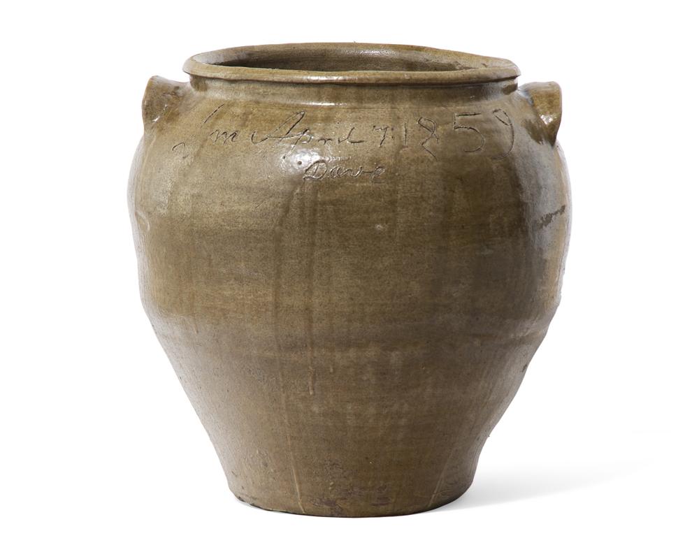 <strong>A Rare And Large David Drake Alkaline Glazed Two-Handled Stoneware Storage Jar</strong>