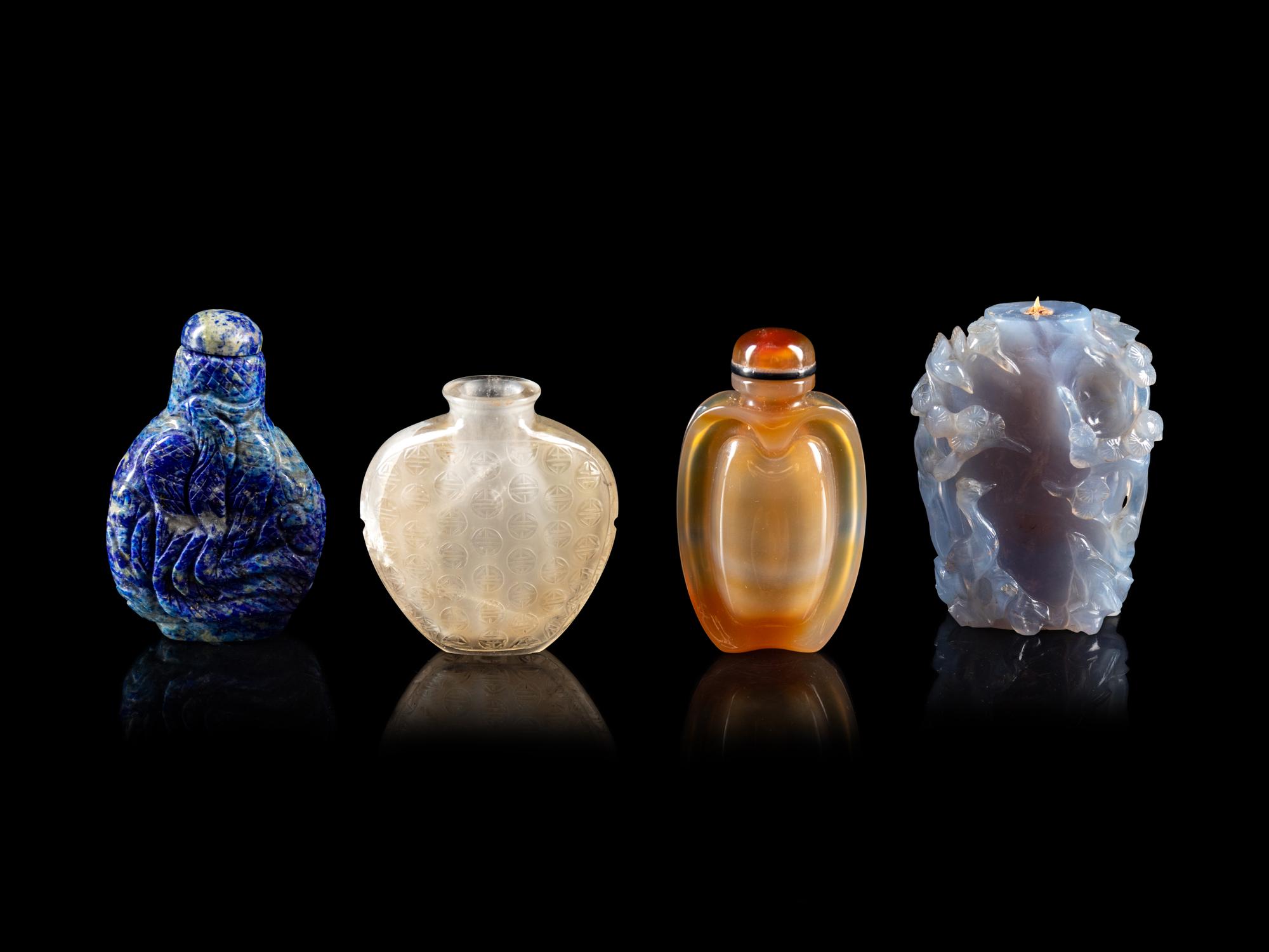 Four Chinese Hardstone Snuff Bottles