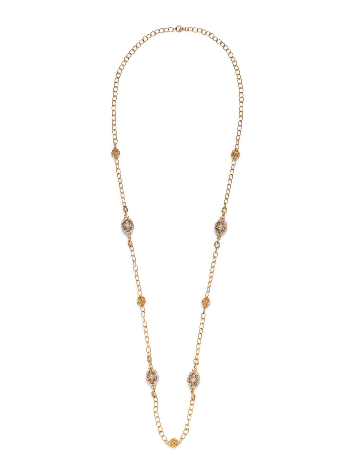 YELLOW GOLD AND DIAMOND LONGCHAIN NECKLACE