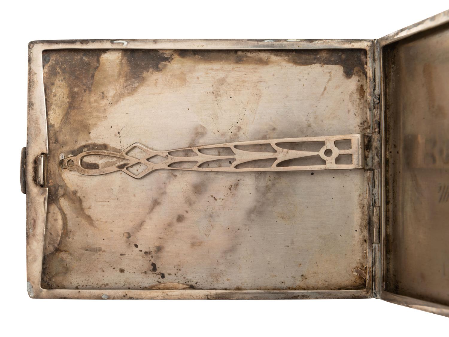 [WORLD WAR II]. Sterling cigarette case with US Naval Academy devices for 1923, 1924, and 1926.