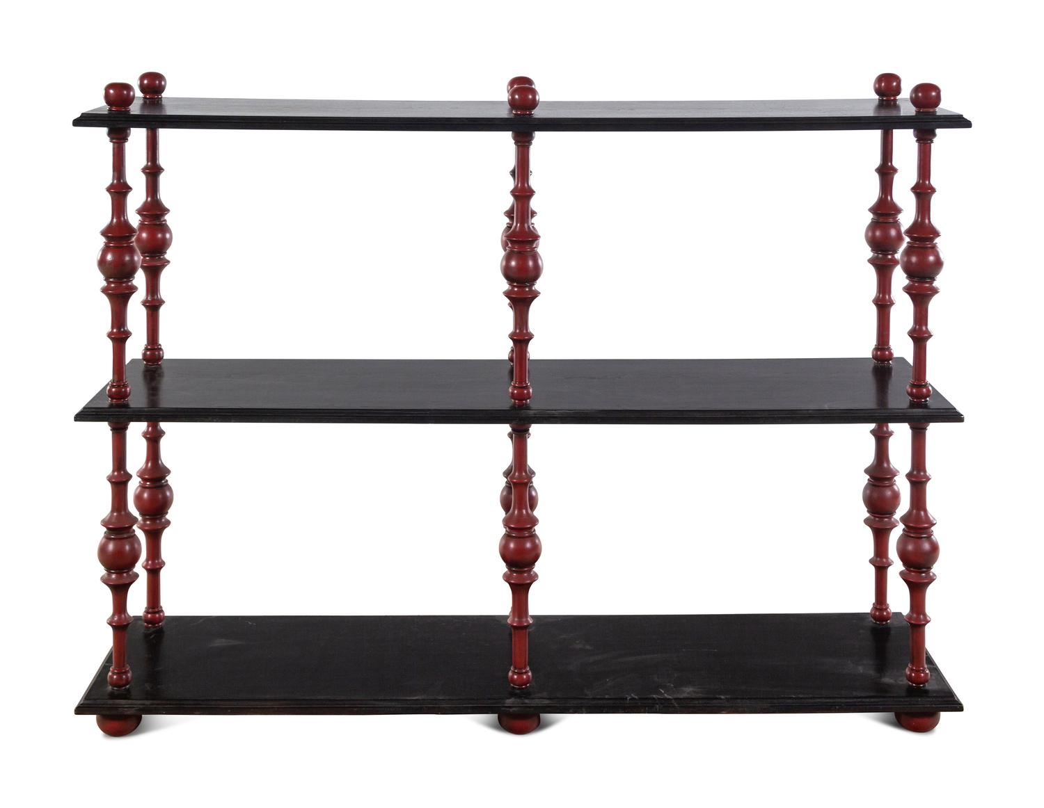 A Pompeian Style Painted and Ebonized Bookcase