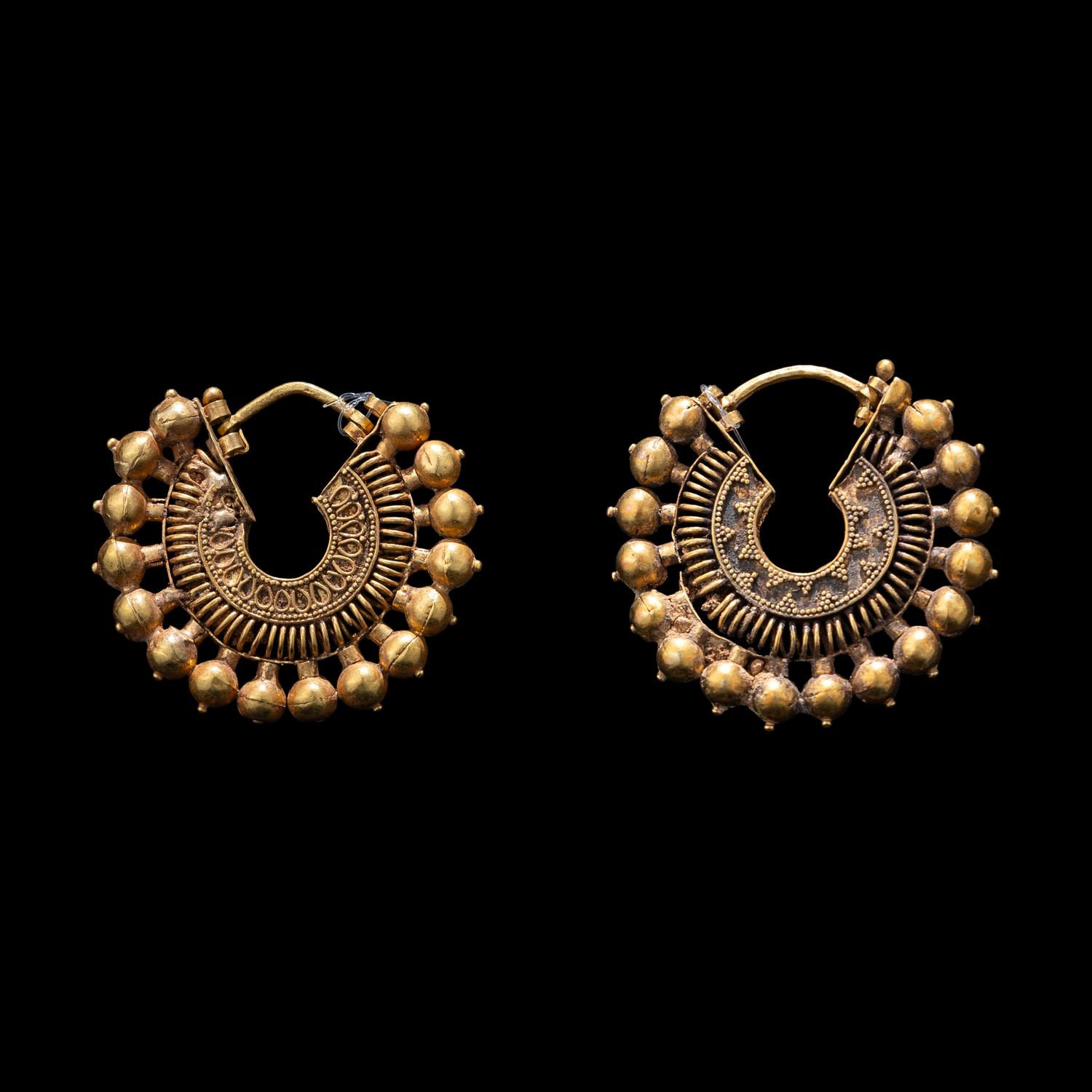 A Pair of Phoenician or Achaemenid Gold Hoop Earrings