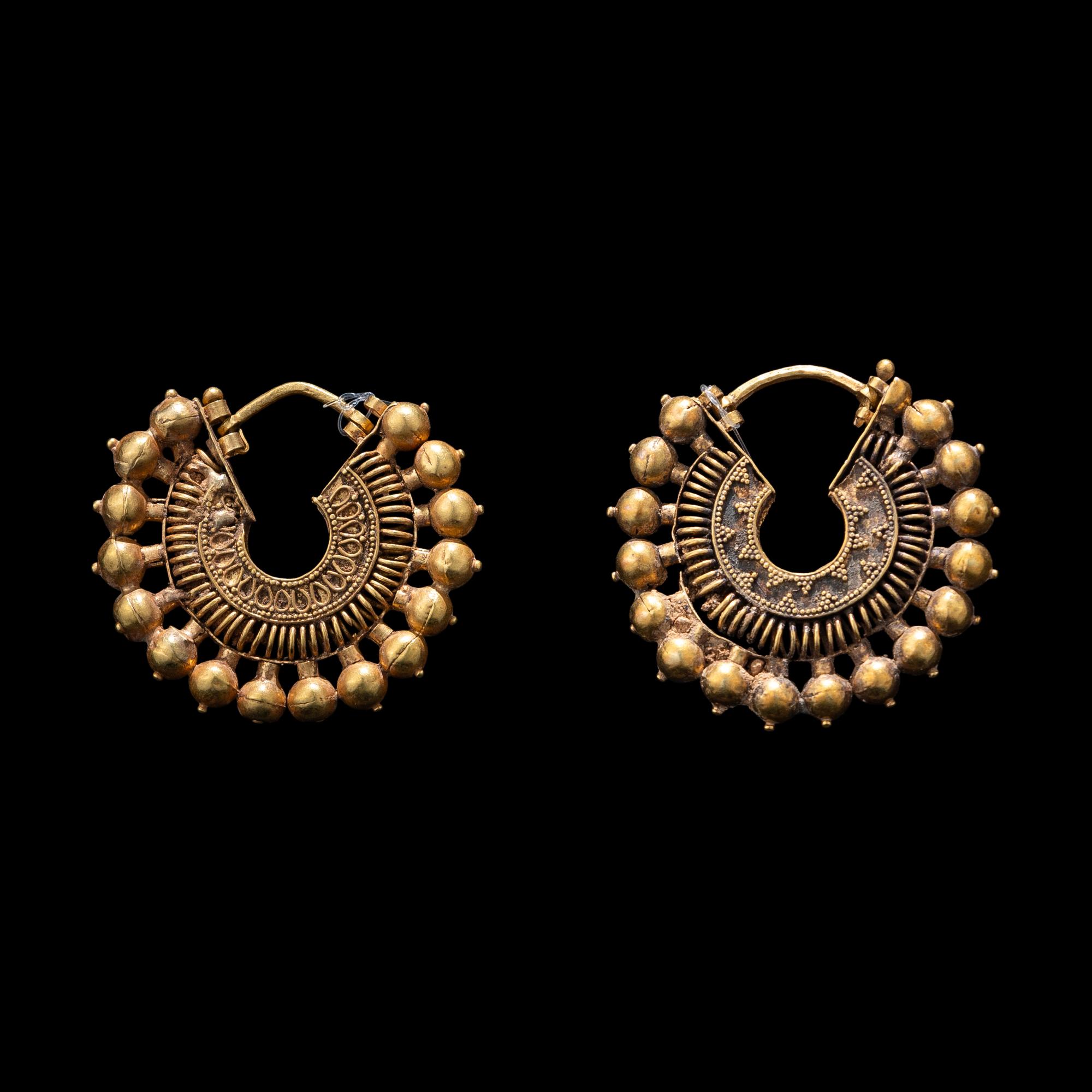 A Pair of Phoenician or Achaemenid Gold Hoop Earrings