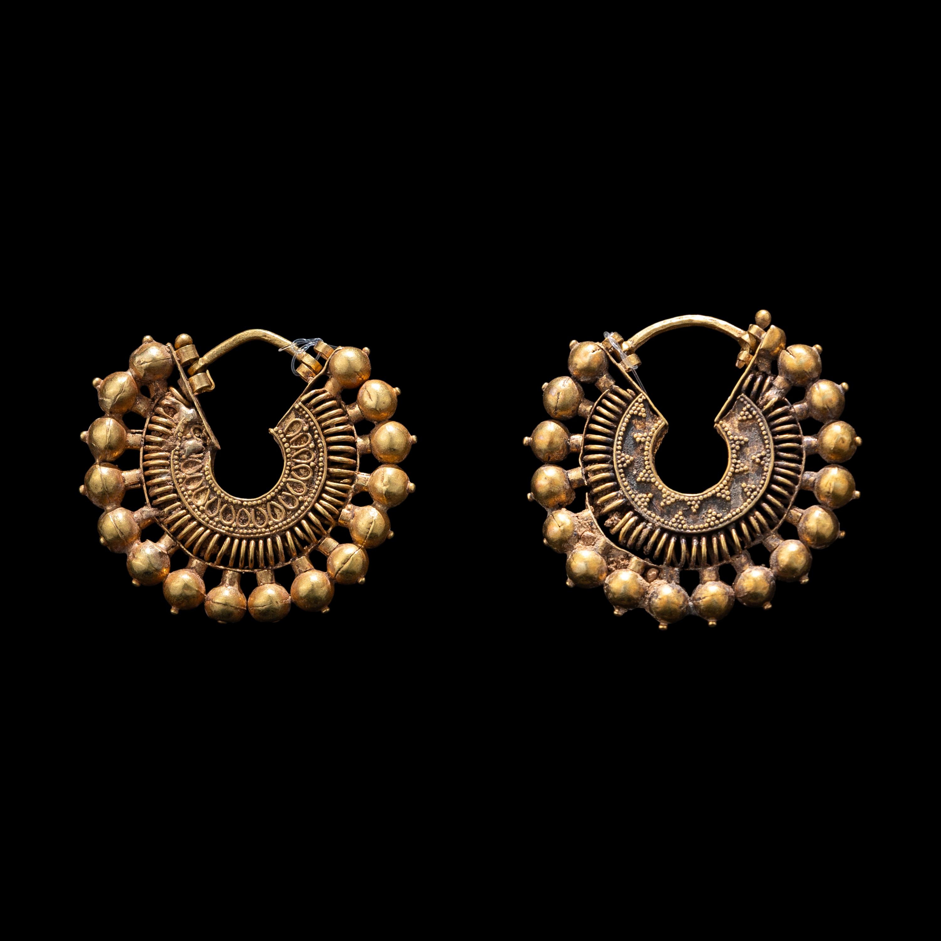 A Pair of Phoenician or Achaemenid Gold Hoop Earrings