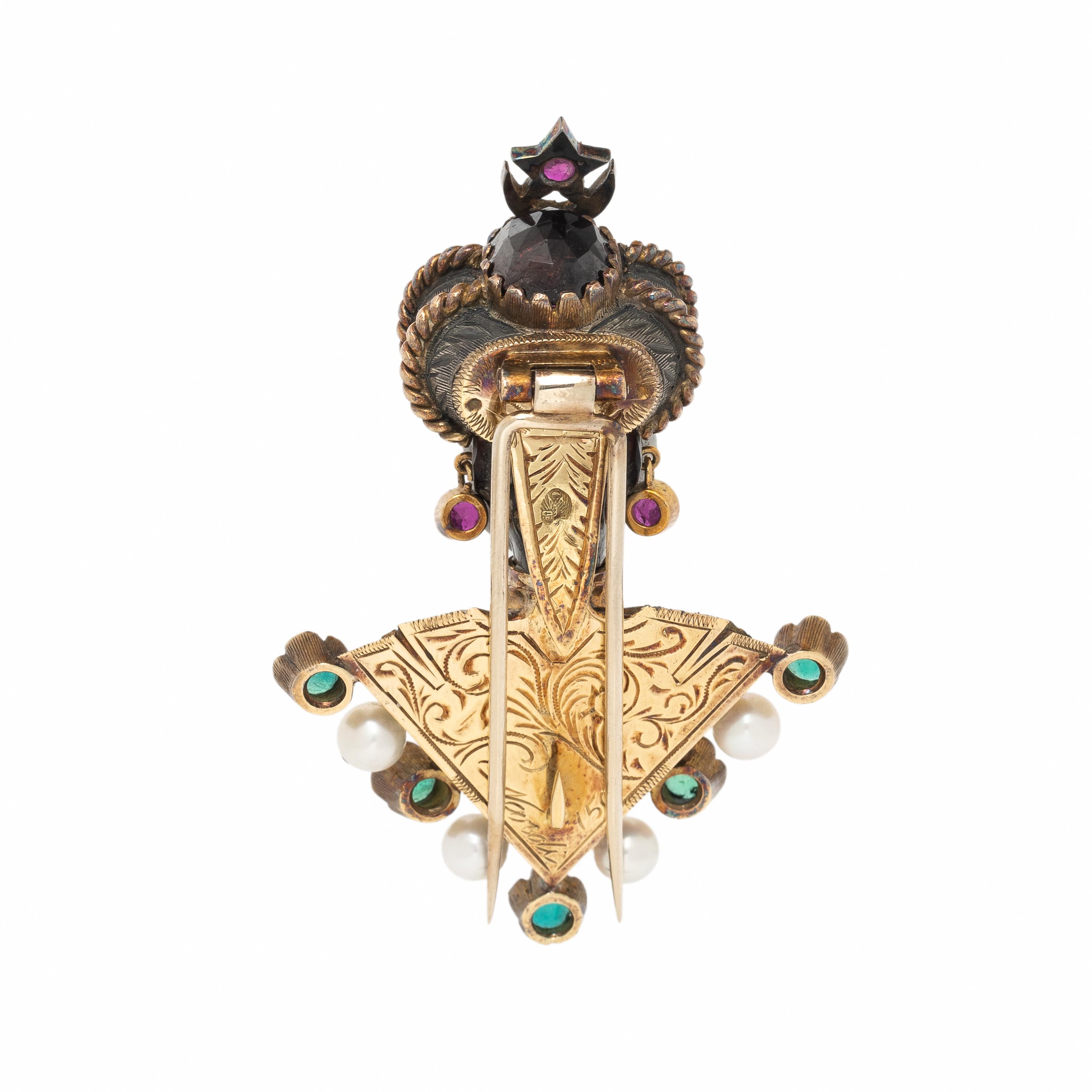 Nardi, Yellow Gold and Multigem Figural Brooch