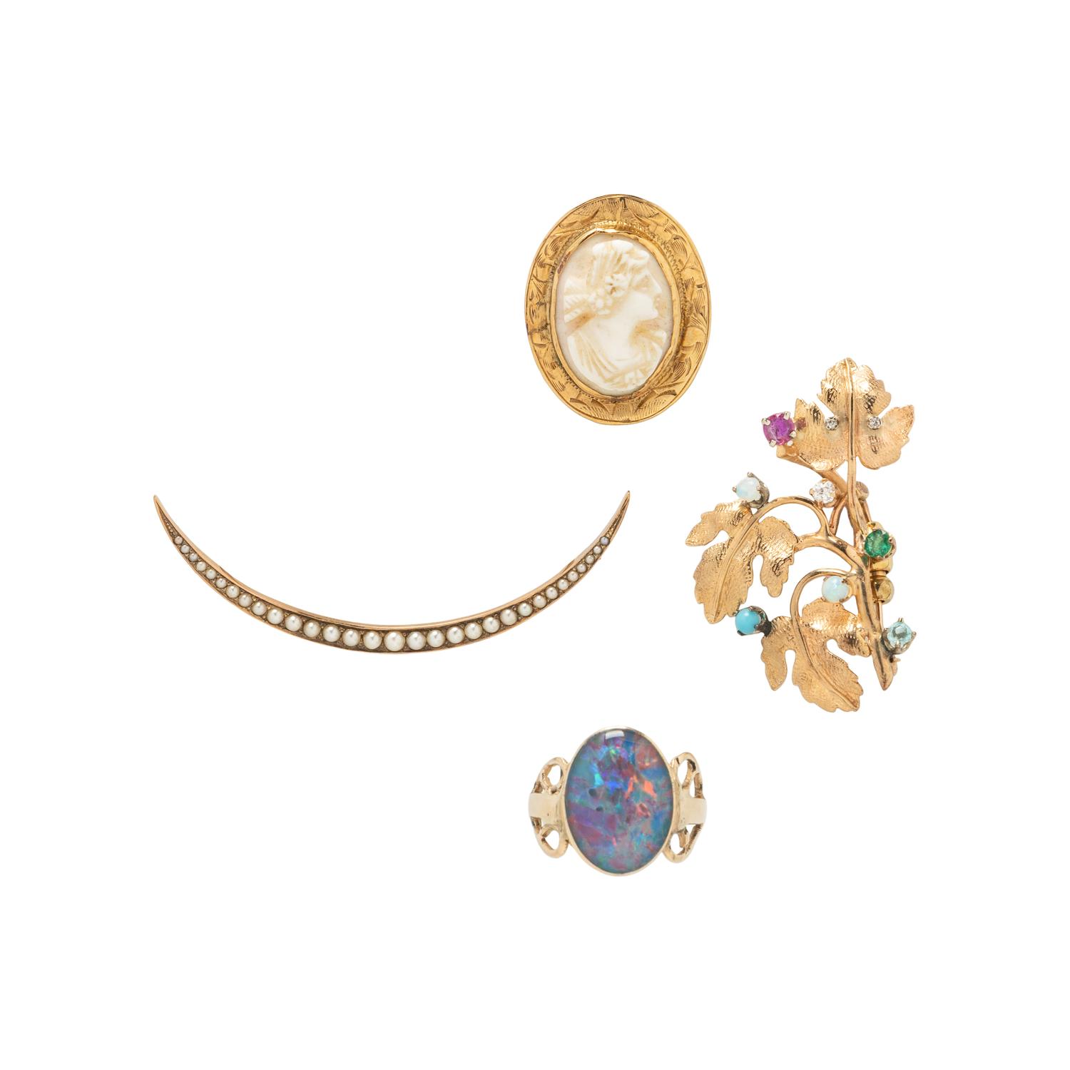 COLLECTION OF YELLOW GOLD AND MULTIGEM JEWELRY