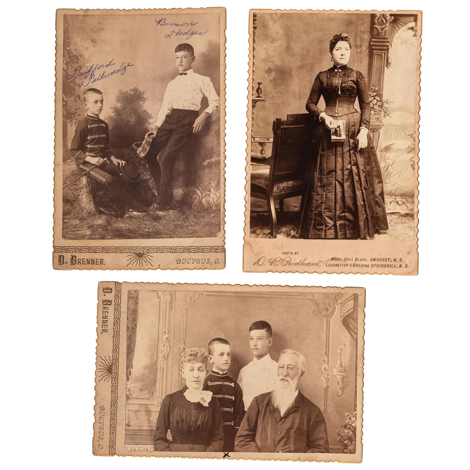 [EARLY PHOTOGRAPHY]. A group of 53 CDVs, cabinet cards, and large format photographs featuring portraits of groups and individuals, incl. postmortem views.