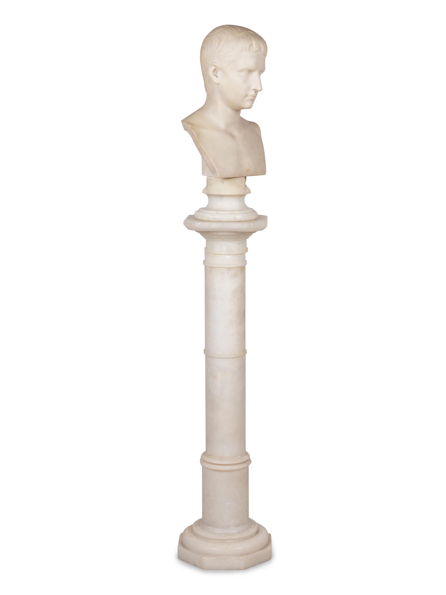 A Grand Tour Marble Bust of Young Octavian