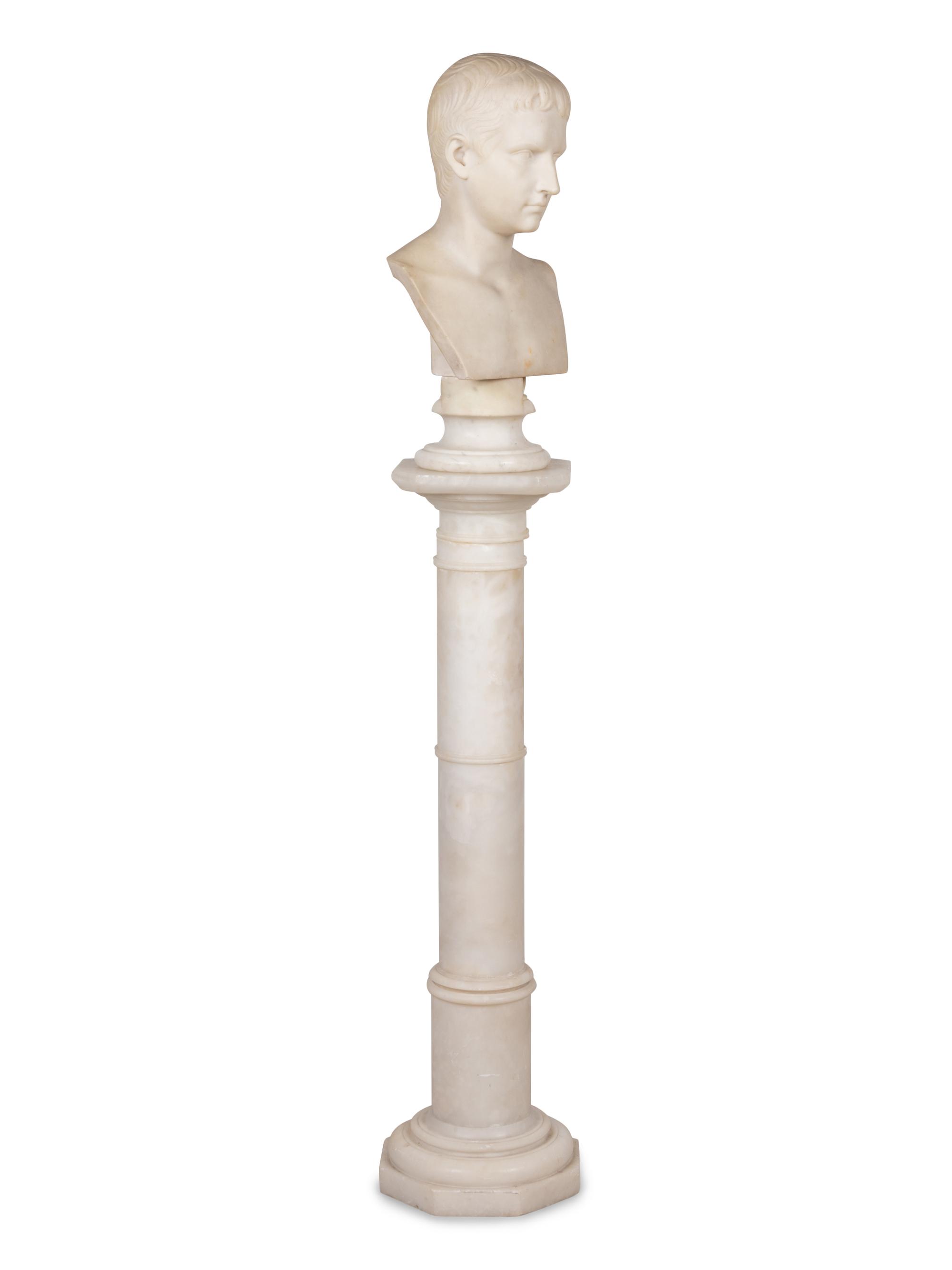 A Grand Tour Marble Bust of Young Octavian