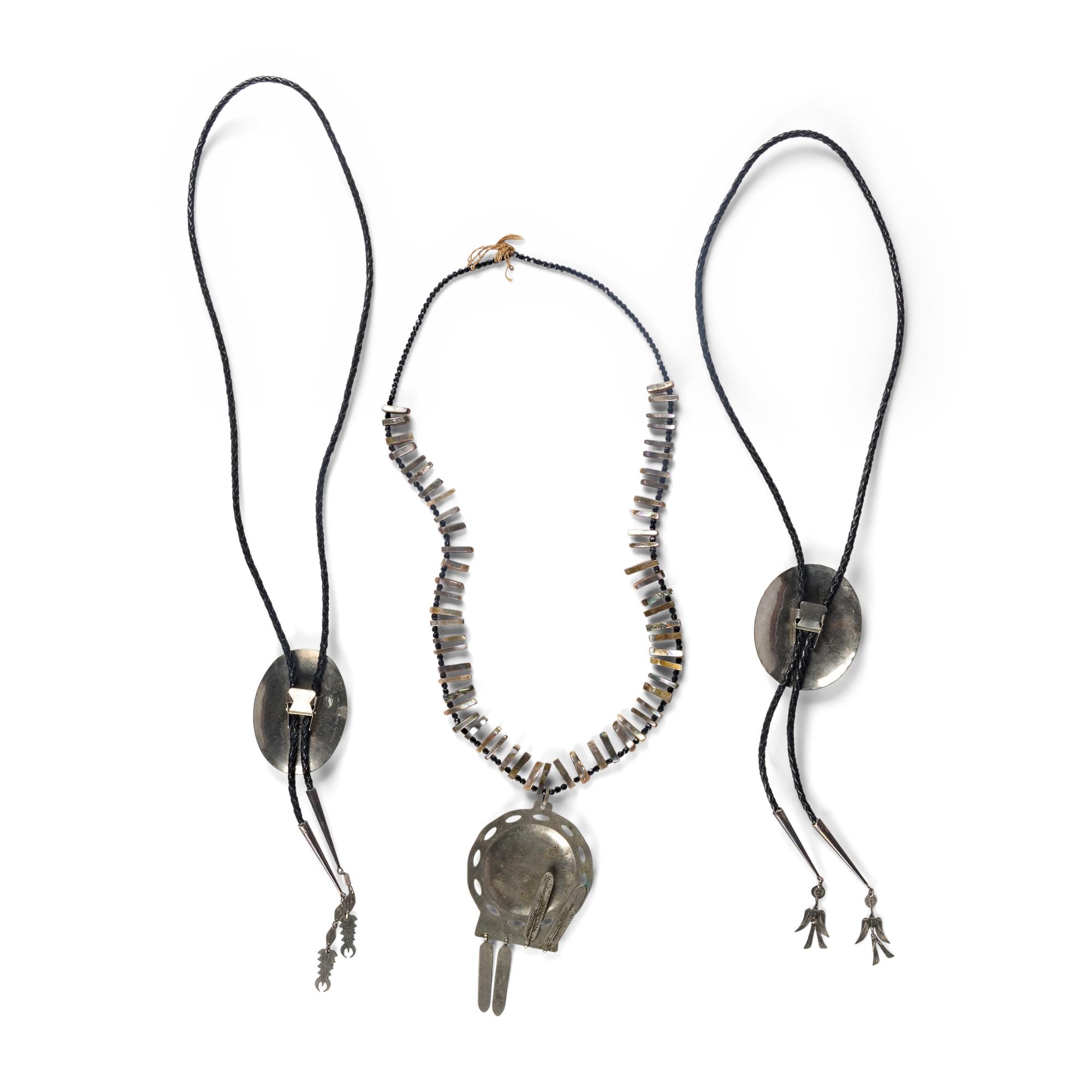 Julius Caesar AND Bruce Caesar (Pawnee, 1910-1982 / b. 1952) — German Silver Bolo Ties