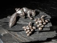 Taxco Sterling Silver Squirrel and Grape Cluster Pins / Brooches