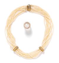 A Collection of Yellow Gold, Cultured Pearl and Diamond Jewelry,