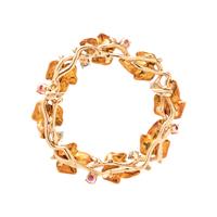 YELLOW GOLD, DIAMOND AND RUBY BROOCH