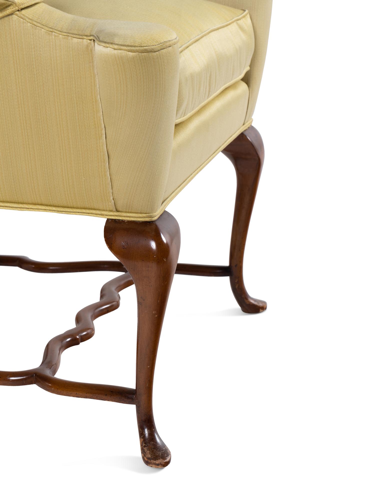 A Queen Anne Style Walnut Wing Chair
