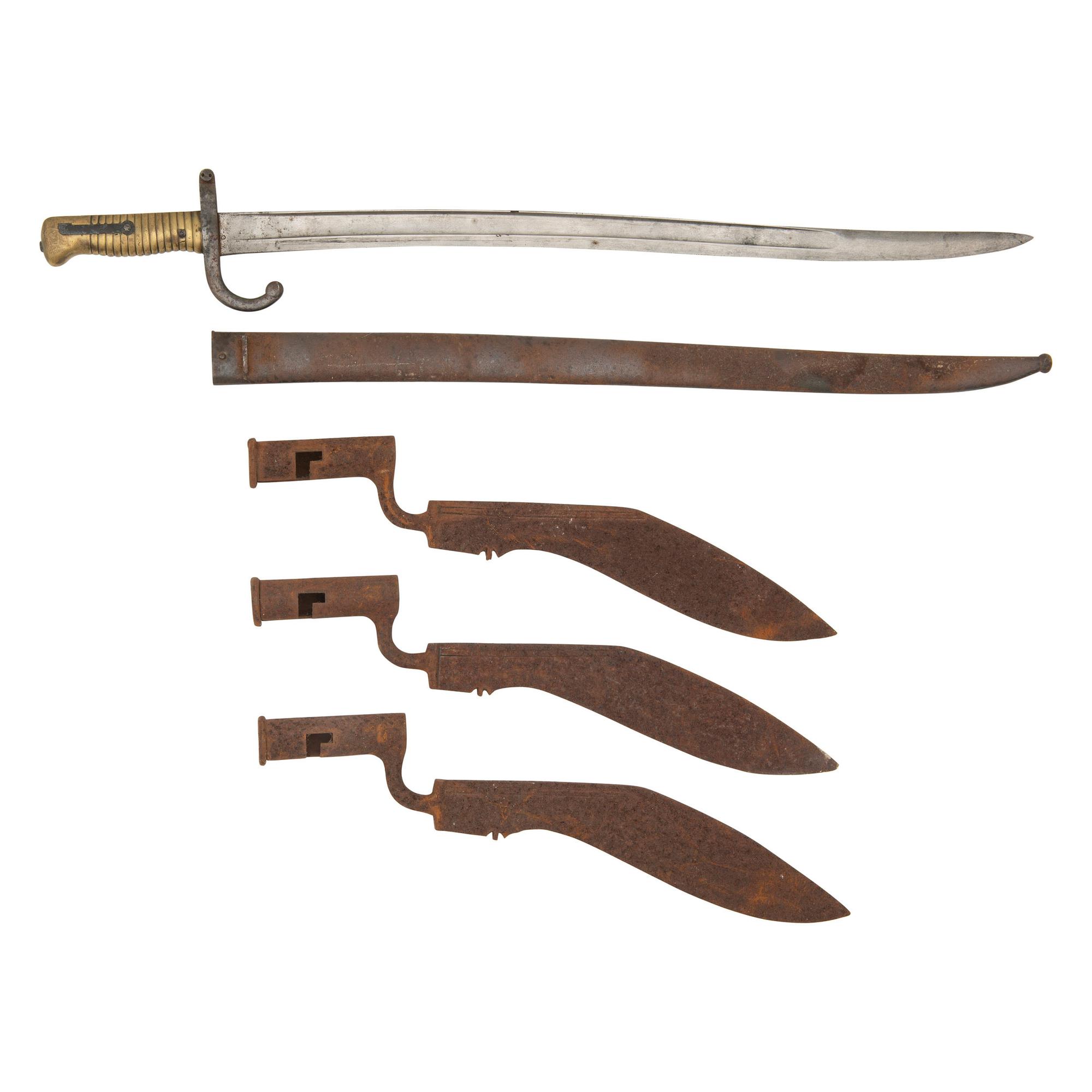 Lot of 4 Bayonets Including: French M1866 and Nepalese Kukri Pattern