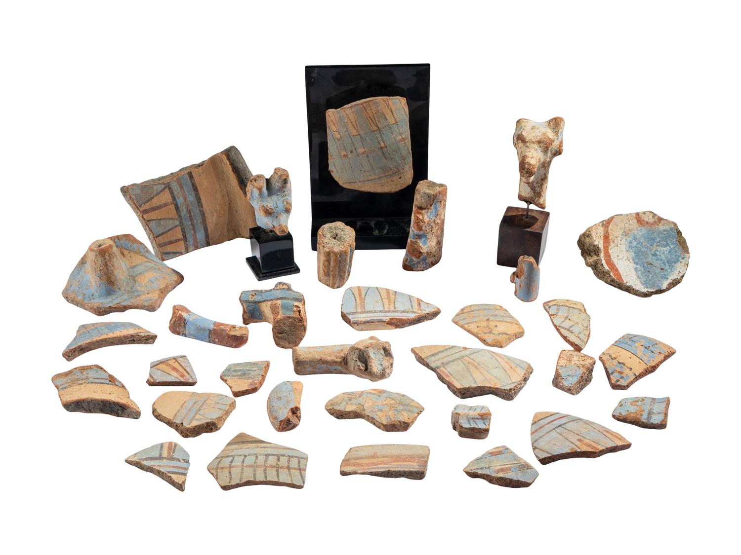 47 Egyptian Painted Terracotta Fragments