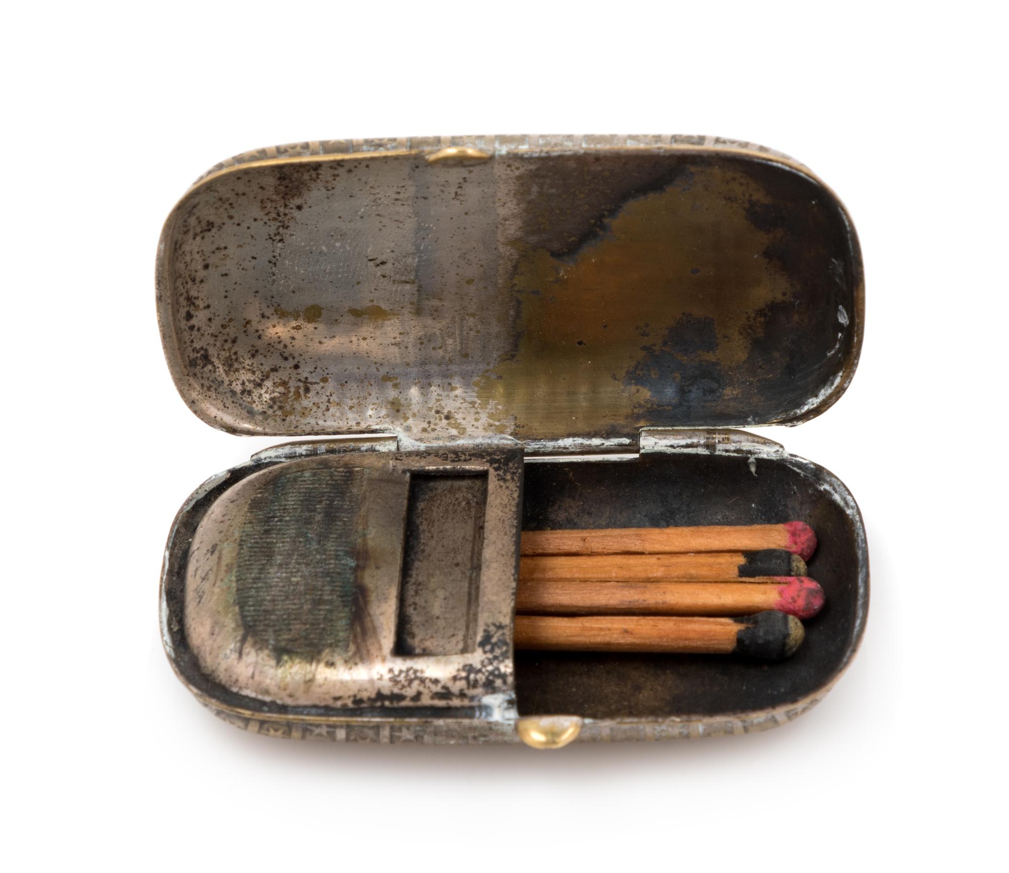 An American Stars and Bars Brass Match Safe Height 2 5/8 inches. — SECOND HALF 19TH CENTURY