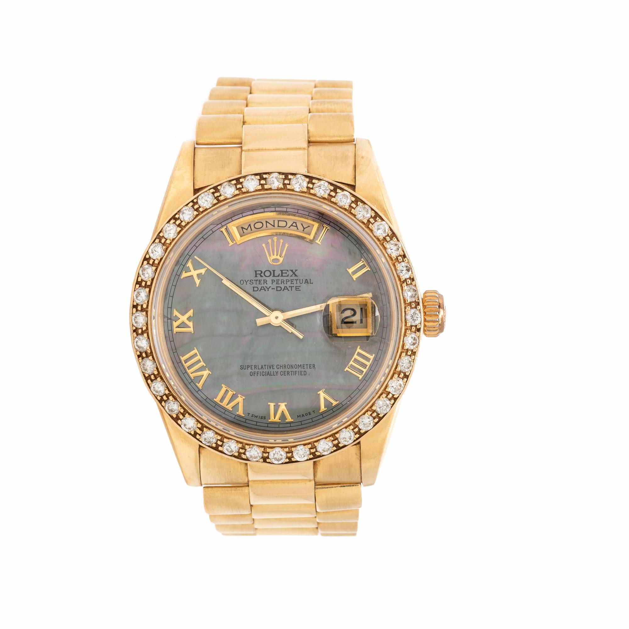 Rolex, Ref. 18238,18K Yellow Gold 'Day-Date' Watch with Mother-of-Pearl Dial