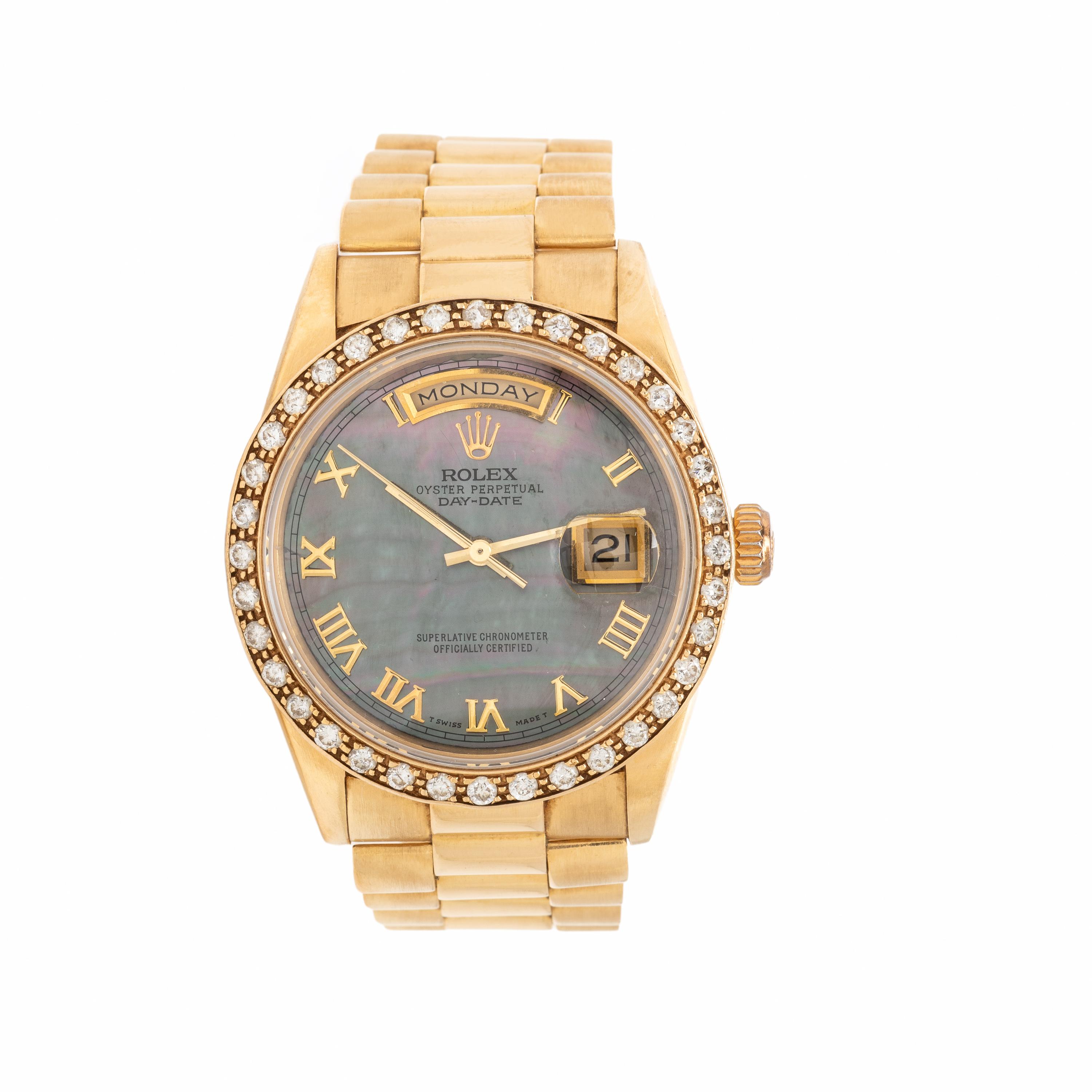 Rolex, Ref. 18238,18K Yellow Gold 'Day-Date' Watch with Mother-of-Pearl Dial