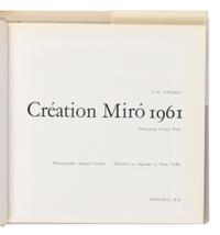 [ARTIST BOOK]. MIRÓ, Joan (1893-1983). -- TAILLANDIER, Yvon (1926-2018). Creation Miró 1961 . Barcelona: Editorial RM, 1962.