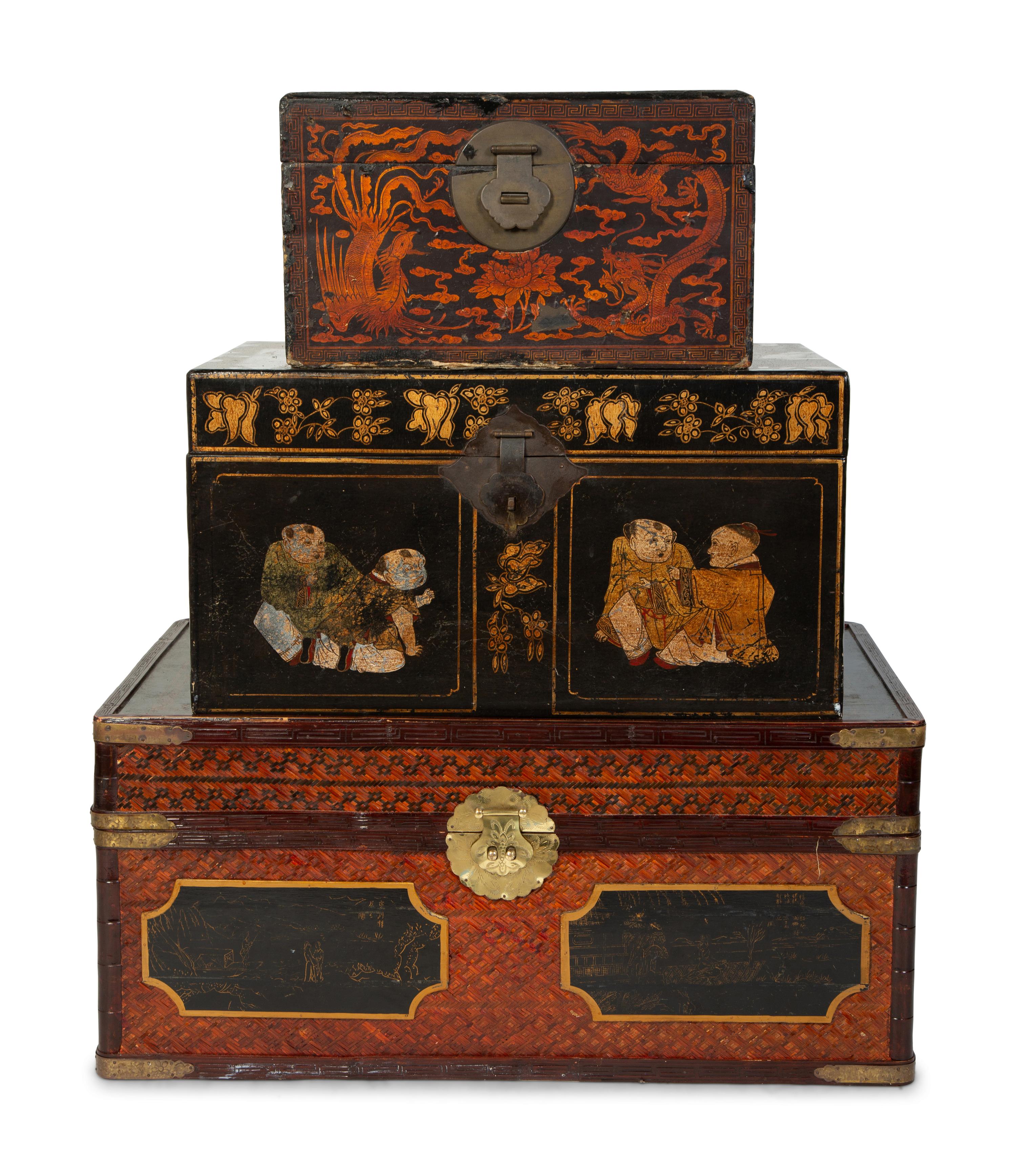 Three Chinese Wood and Lacquer Trunks — 19TH/20TH CENTURY