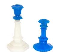 Two Molded Glass Candlesticks Height of largest 9 3/4 inches. — 19TH CENTURY