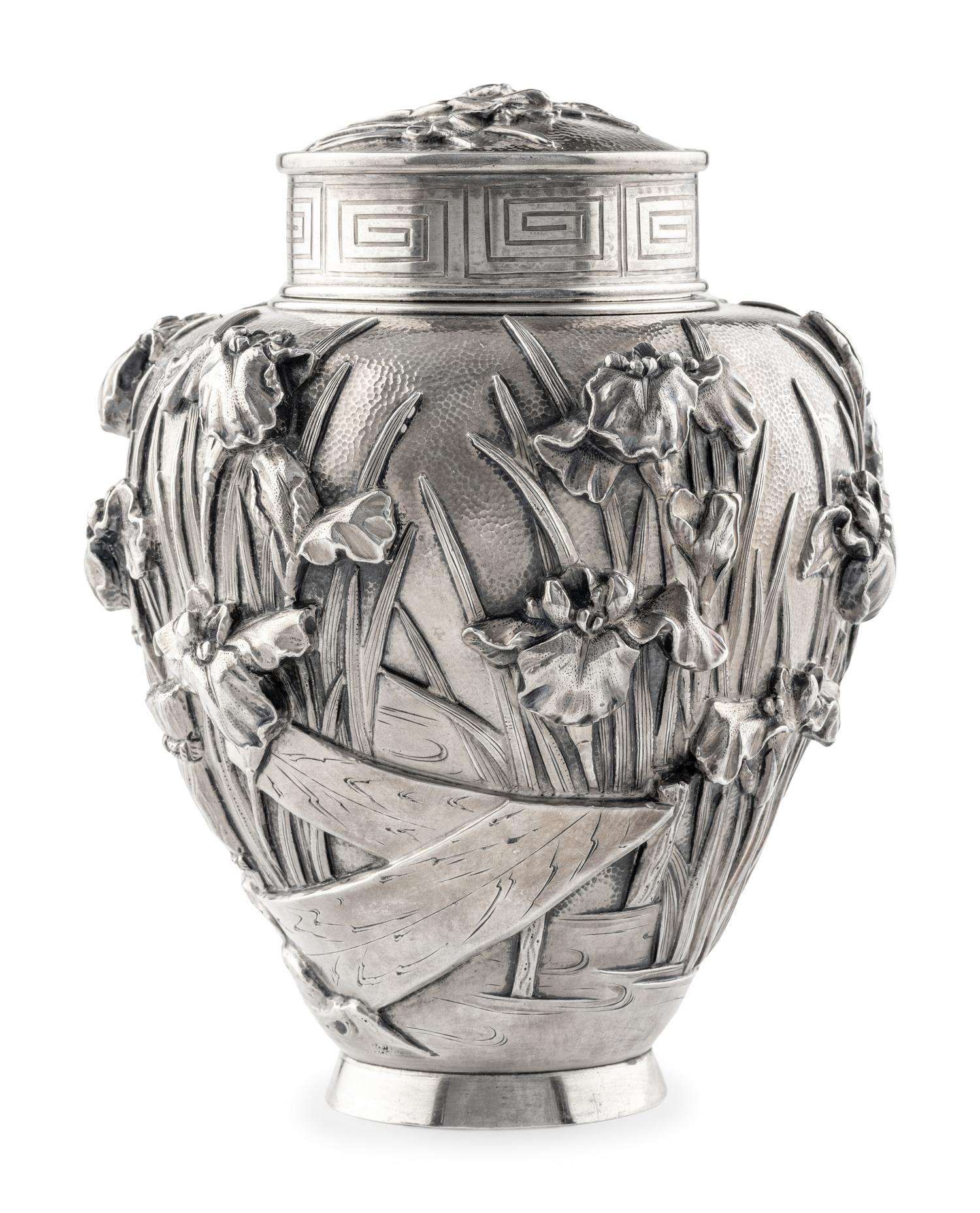 A Japanese Export Silver Tea Caddy