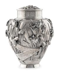 A Japanese Export Silver Tea Caddy