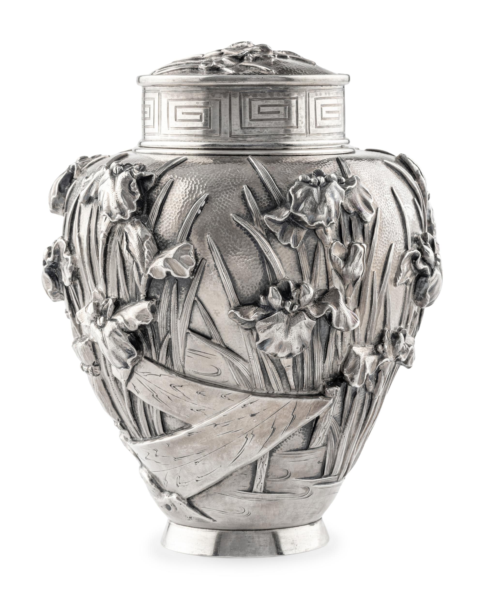 A Japanese Export Silver Tea Caddy