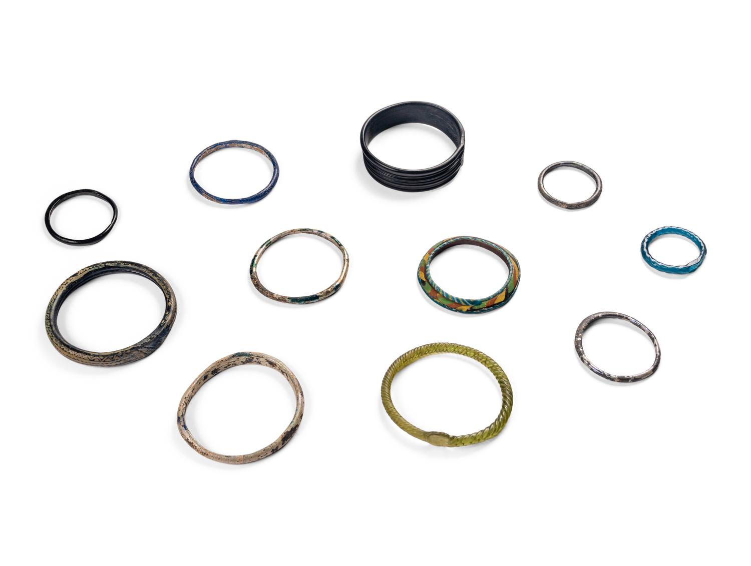 Eleven Roman and Sasanian Glass Bracelets
