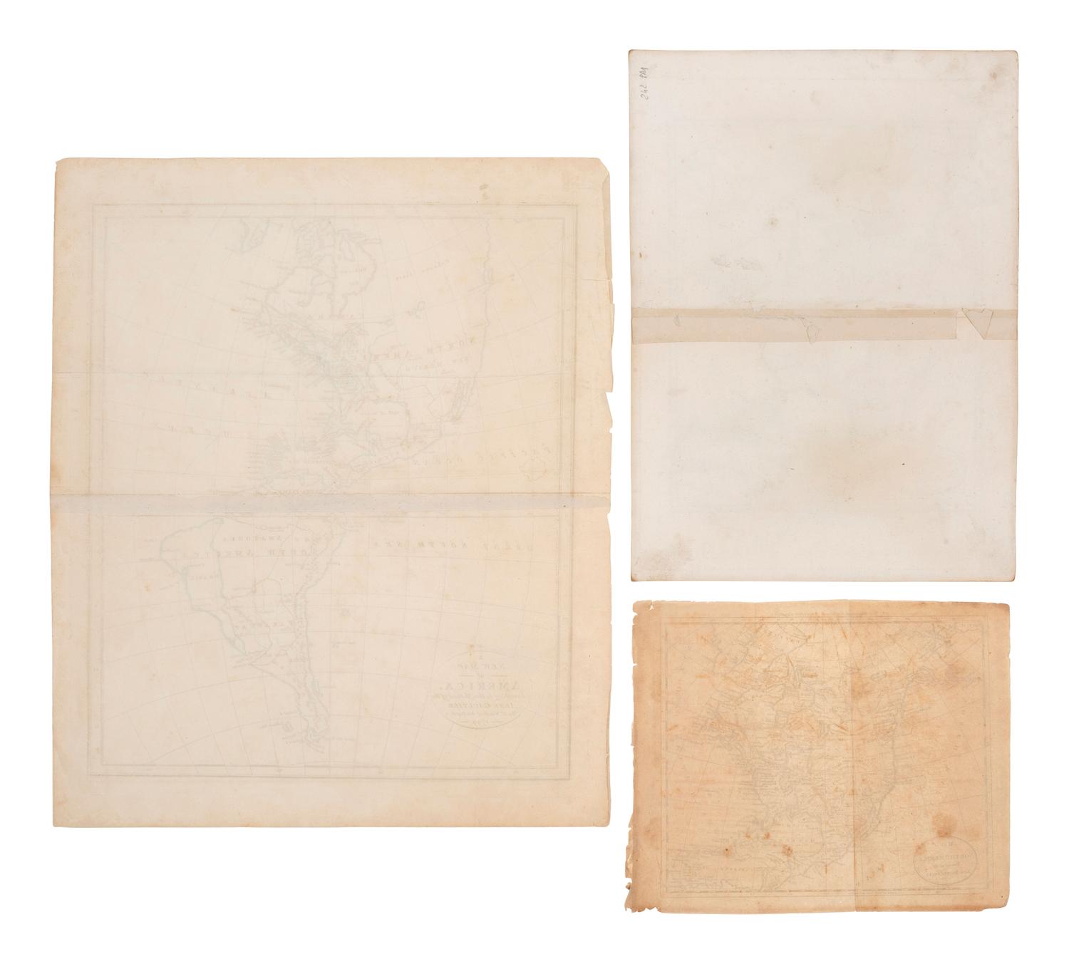 [MAPS]. A group of 8, incl. 5 maps of North America, one of the western hemisphere, & 2 engravings.