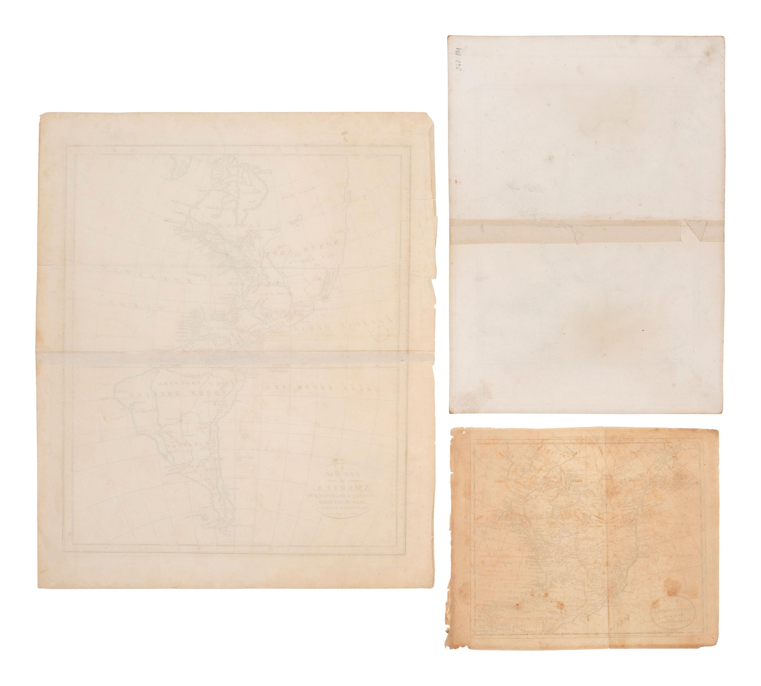 [MAPS]. A group of 8, incl. 5 maps of North America, one of the western hemisphere, & 2 engravings.