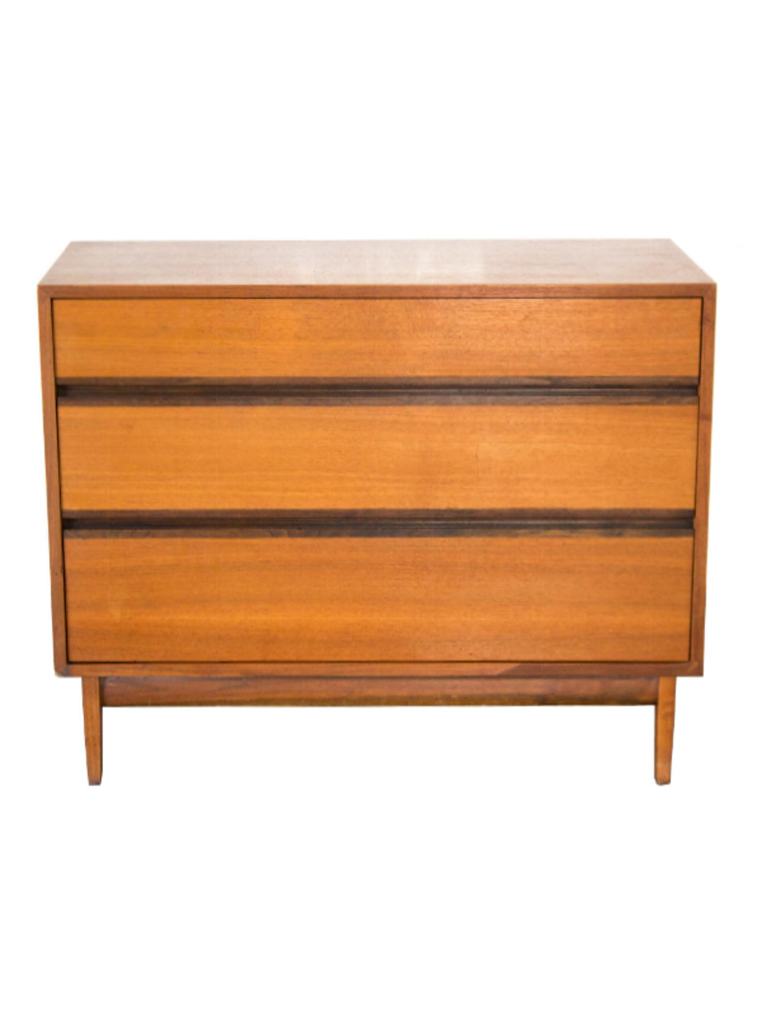 A Danish Teak Three Drawer Chest of Drawers Height 29 3/4 x width 38 x depth 17 inches. — 1908