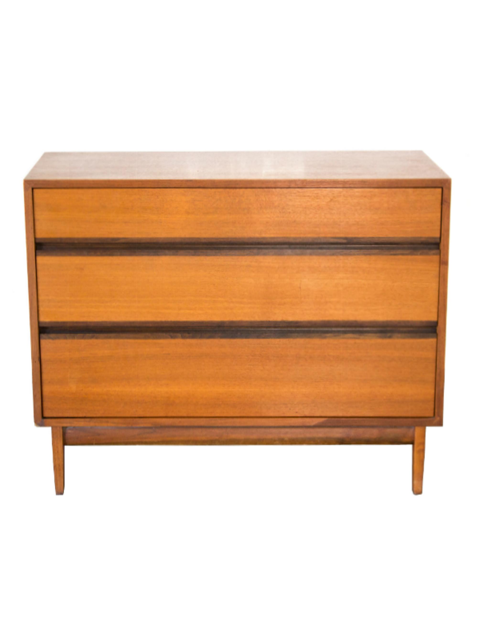 A Danish Teak Three Drawer Chest of Drawers Height 29 3/4 x width 38 x depth 17 inches. — 1908