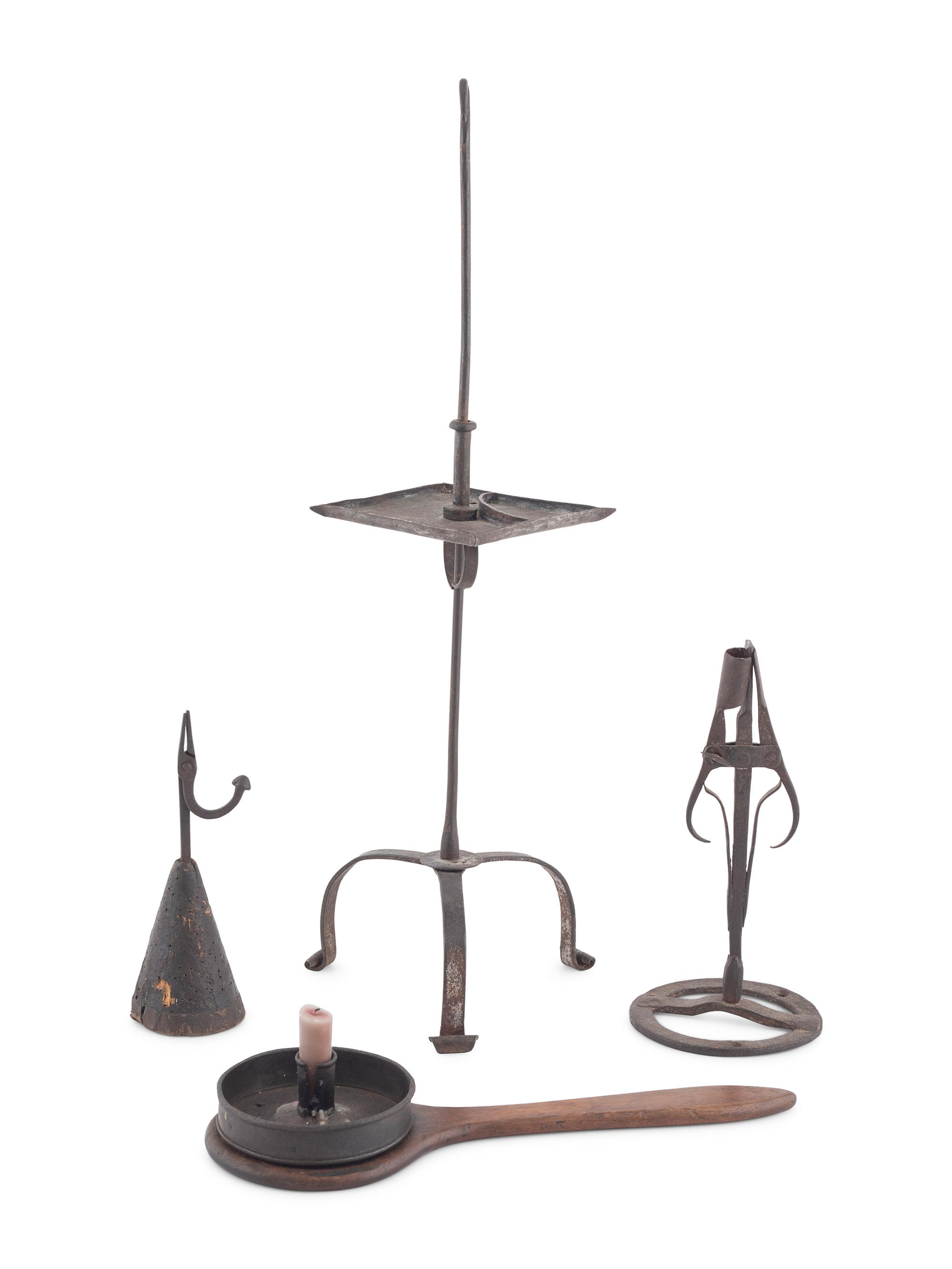 An Assortment of Iron Hearth and Lighting Articles