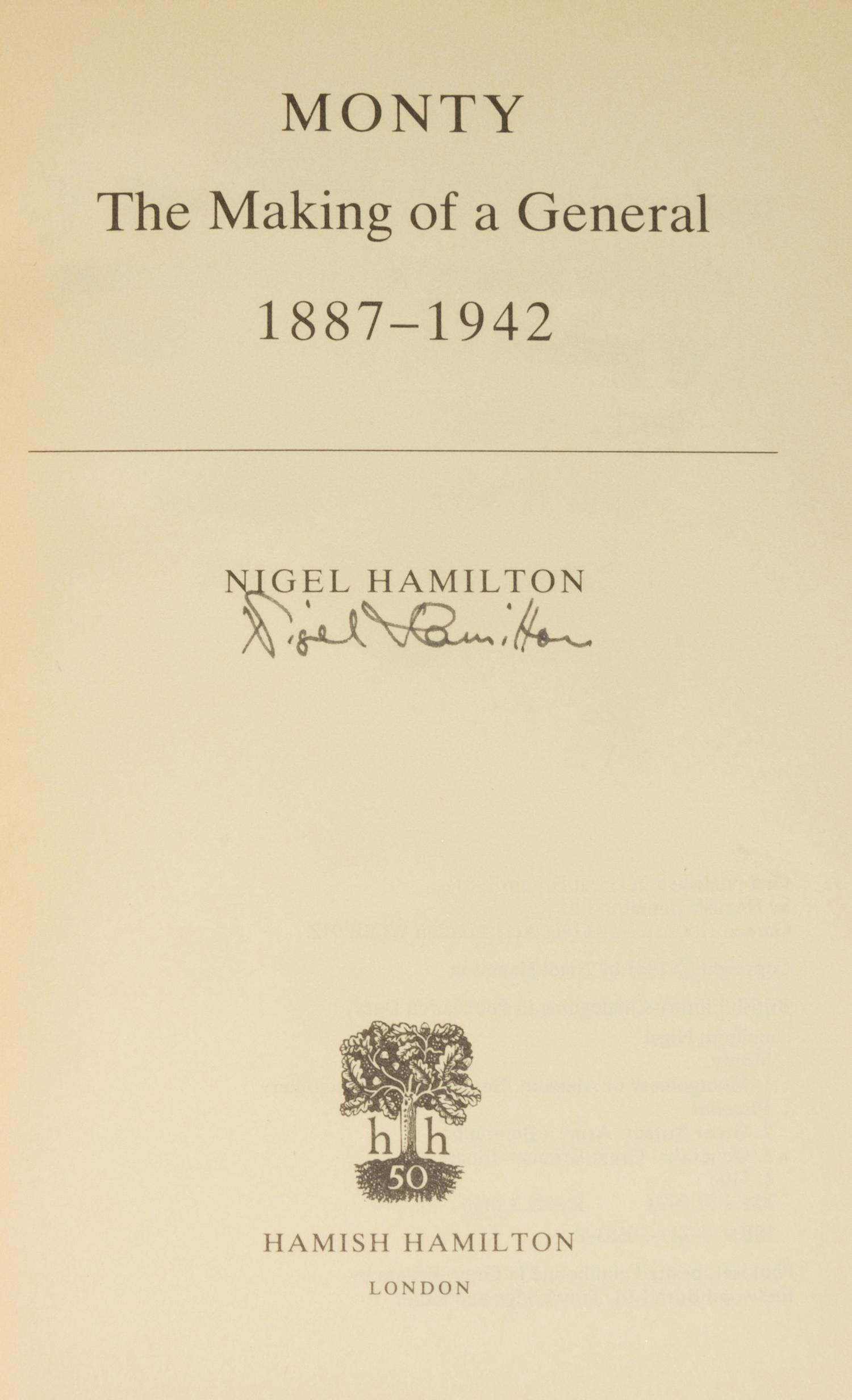(MONTGOMERY OF ALAMEIN) HAMILTON, NIGEL. 4 works bound by Zaehnsdorf. Limited, signed.