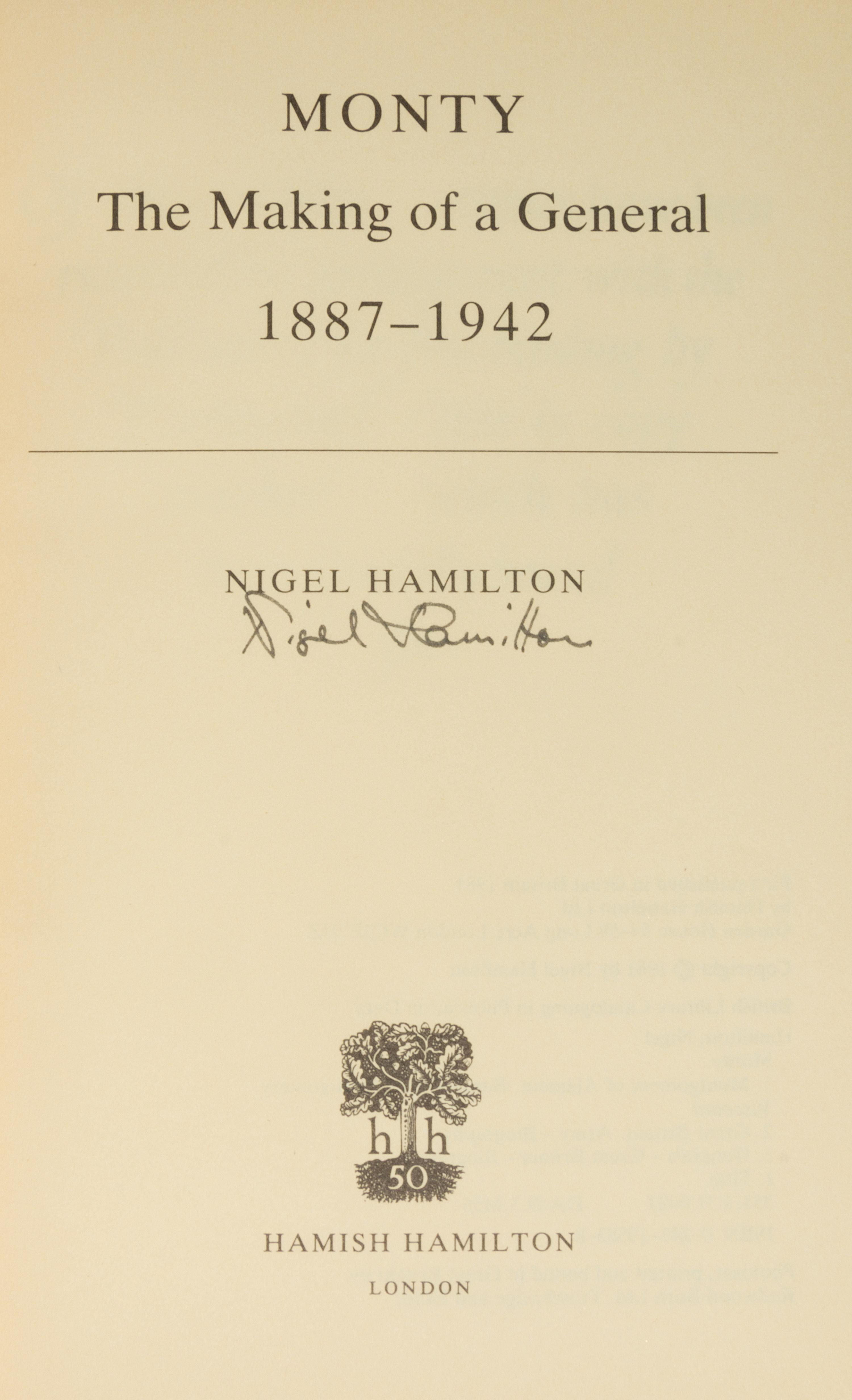 (MONTGOMERY OF ALAMEIN) HAMILTON, NIGEL. 4 works bound by Zaehnsdorf. Limited, signed.